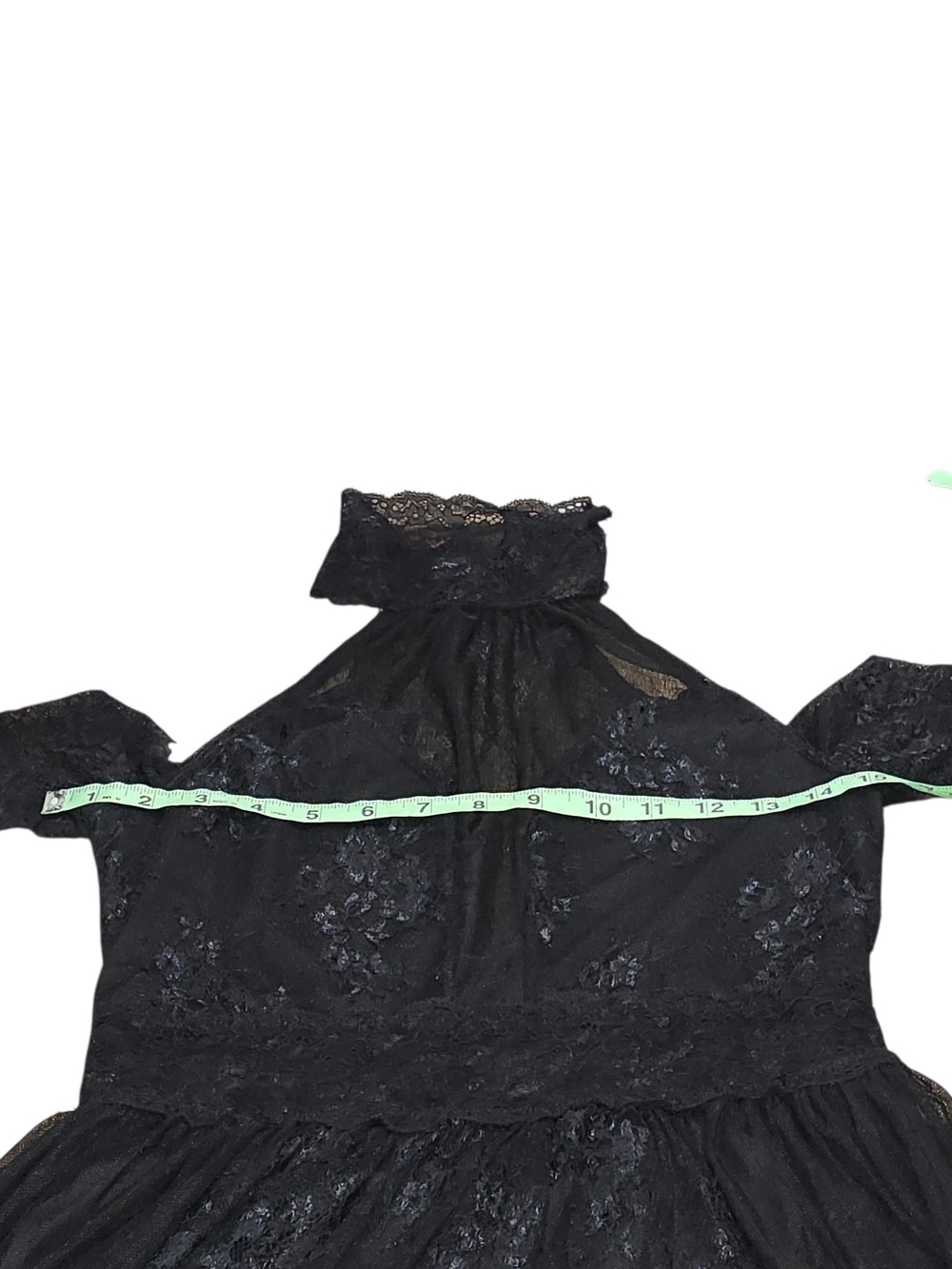 Widow by Dolls Kill Black Lace High Neck Cold Shoulder Hi Low Gothic Dress Sz M - Picture 8 of 11
